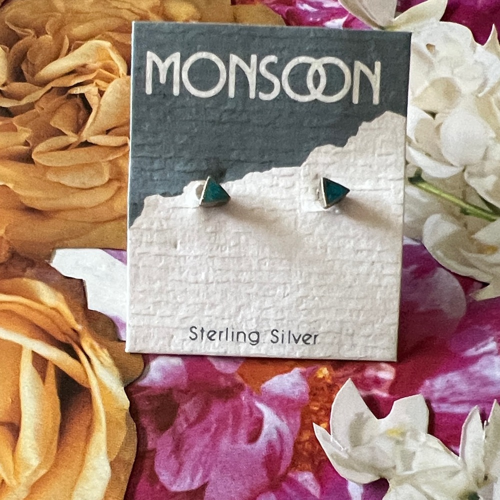 Monsoon Sterling Silver Turquoise Triangle Earrings
